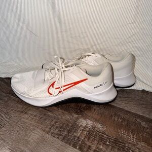 Nike White Mesh Sneakers with Orange Swoosh